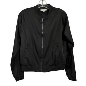 Jessica Simpson Womens Black Bomber Jacket Mesh‎ Back Full Zip  M
